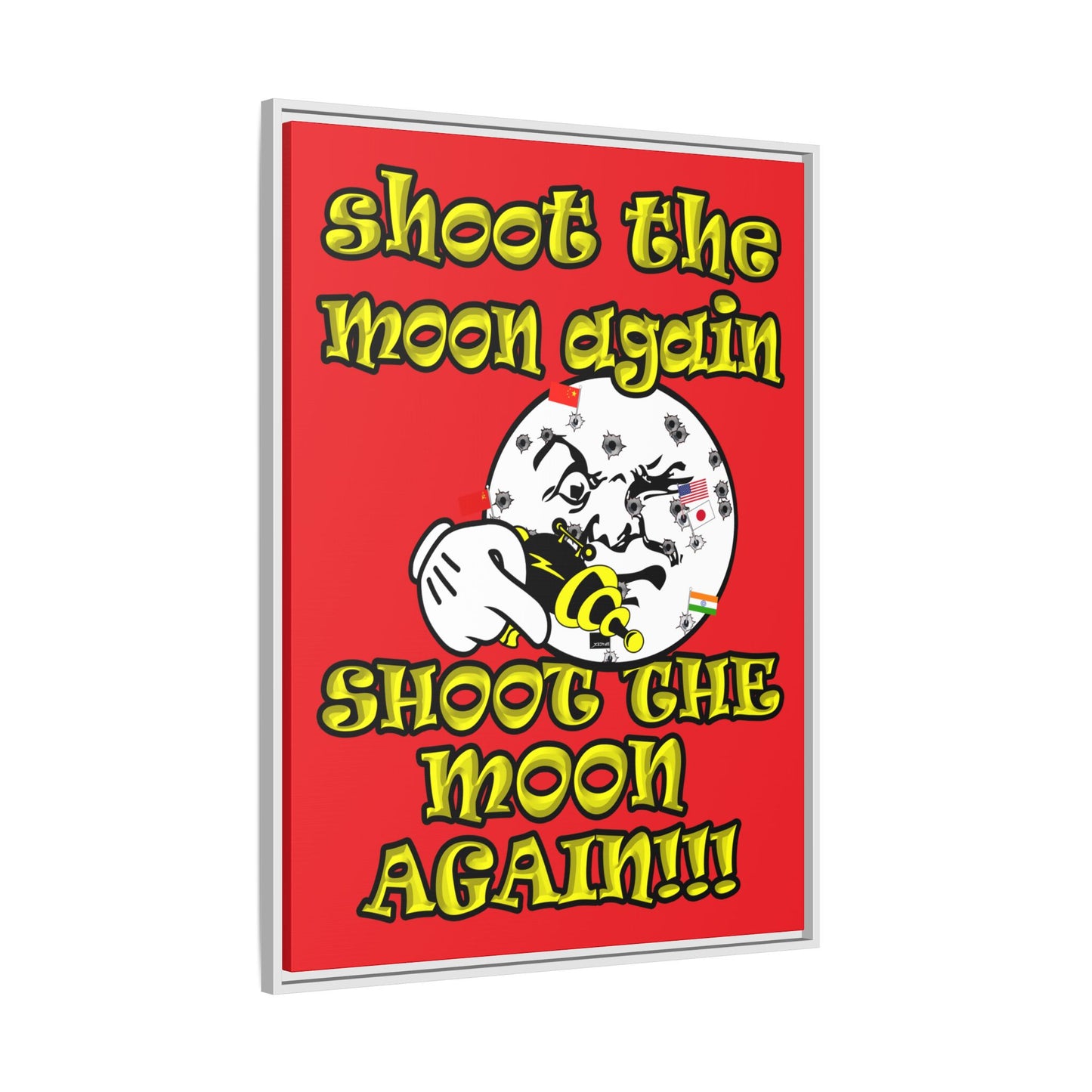 shoot the moon again - framed canvas art (red)