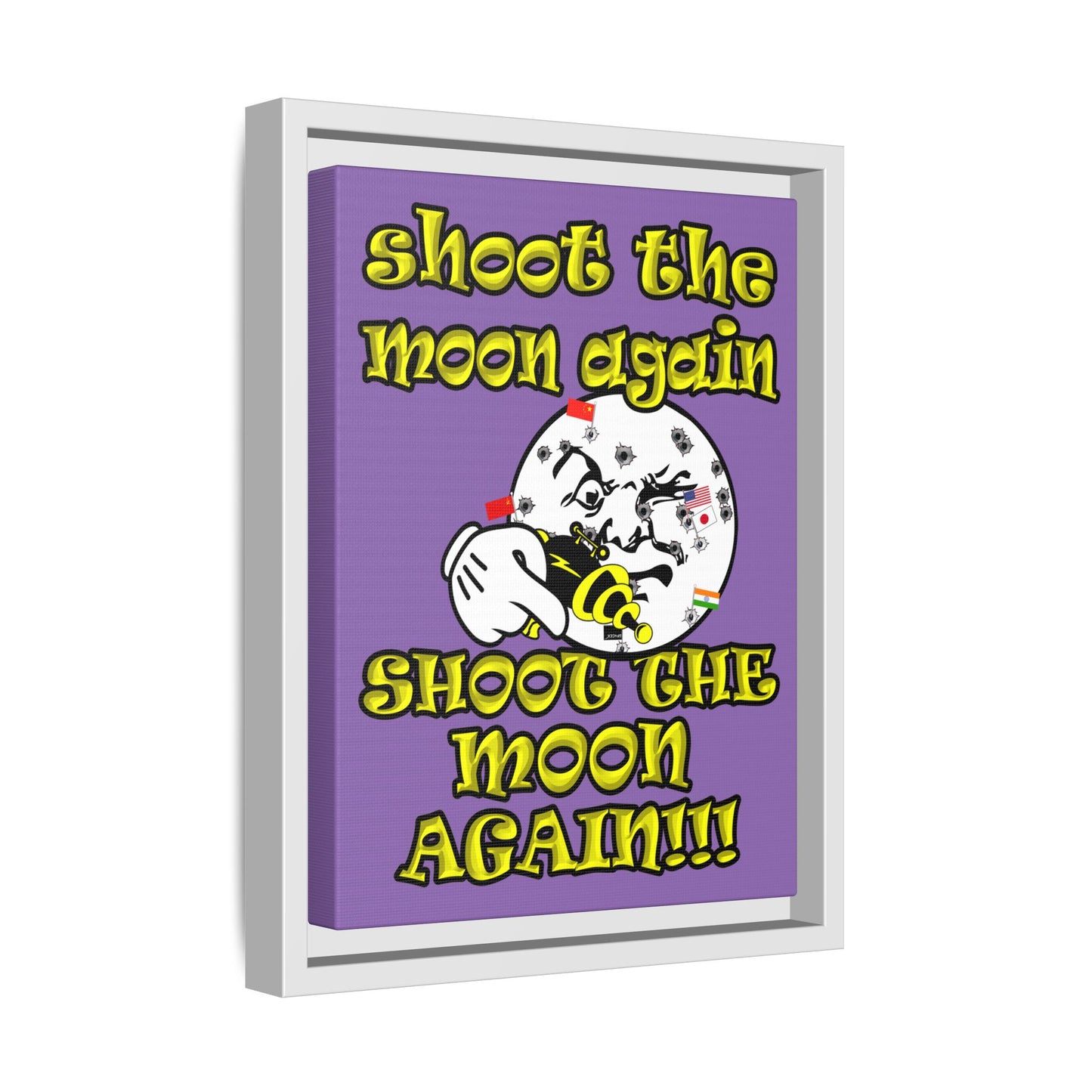 shoot the moon again - framed canvas art (light purple)