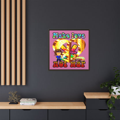 love peace - framed canvas art (light pink)