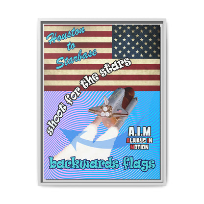 shoot for the stars - framed canvas art (light blue-purple wave)