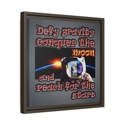 defy conquer reach - framed canvas art (grey-light grey)