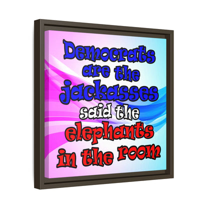 donkeys and elephants - framed canvas art (light blue-pink wave)