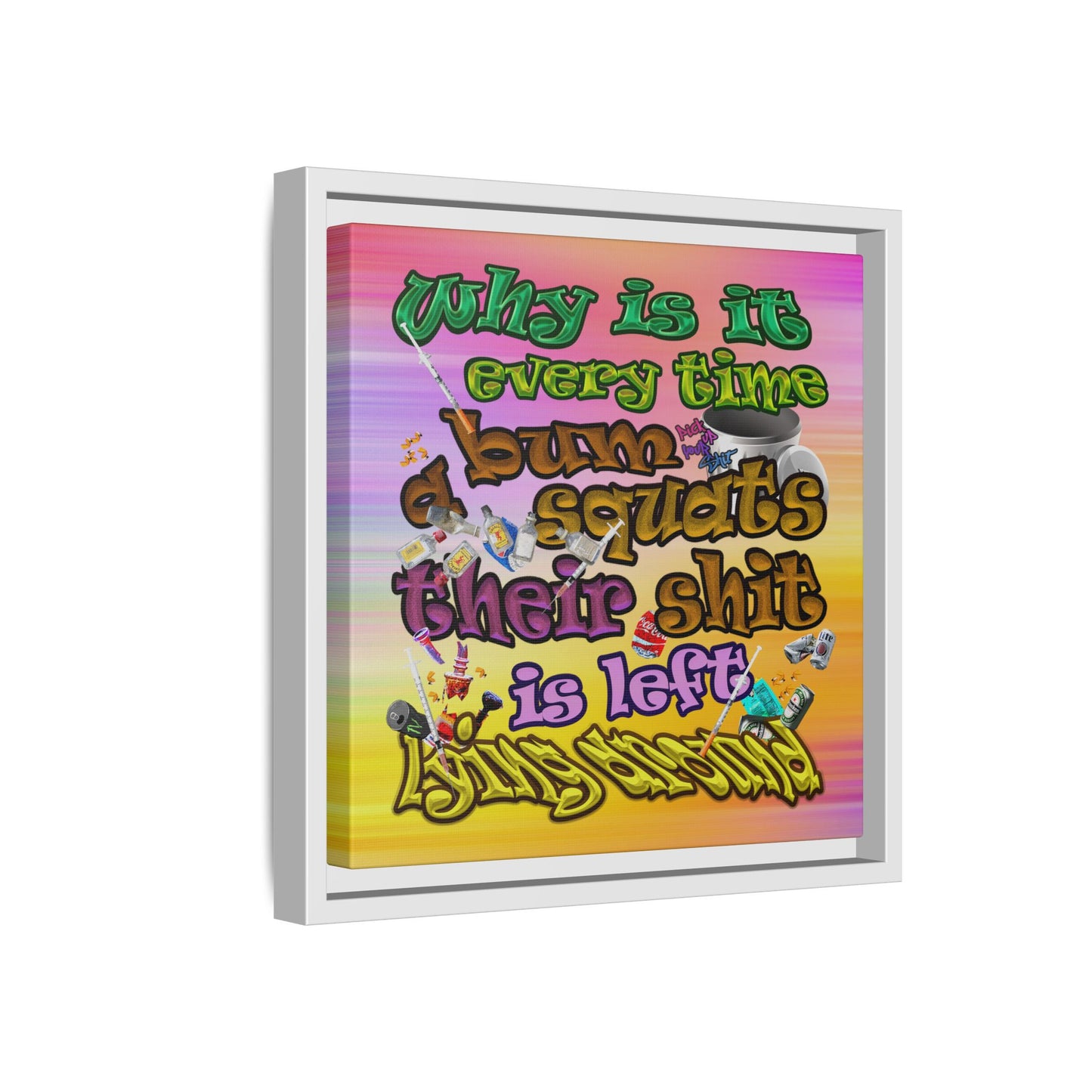 the bum's shit - framed canvas art (color blur)