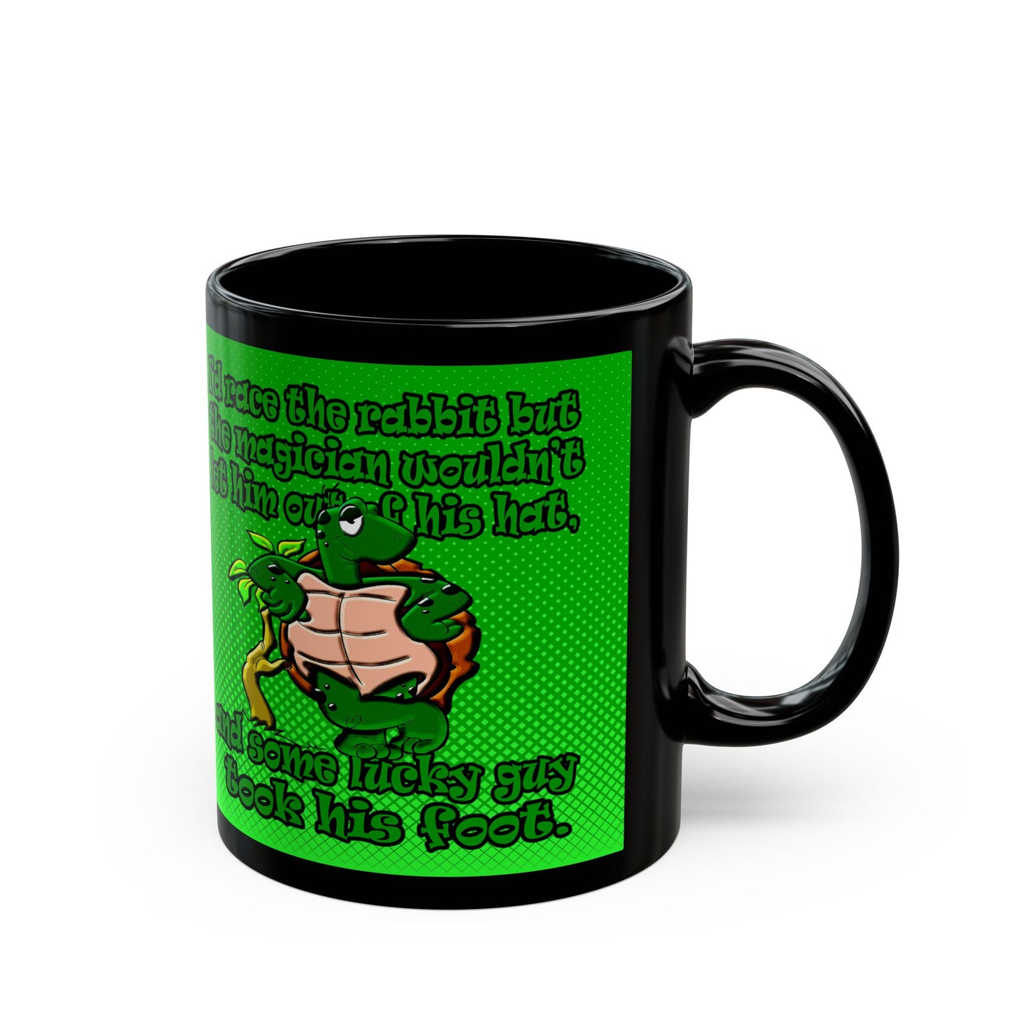 turtle race - Black Mug (logo green)