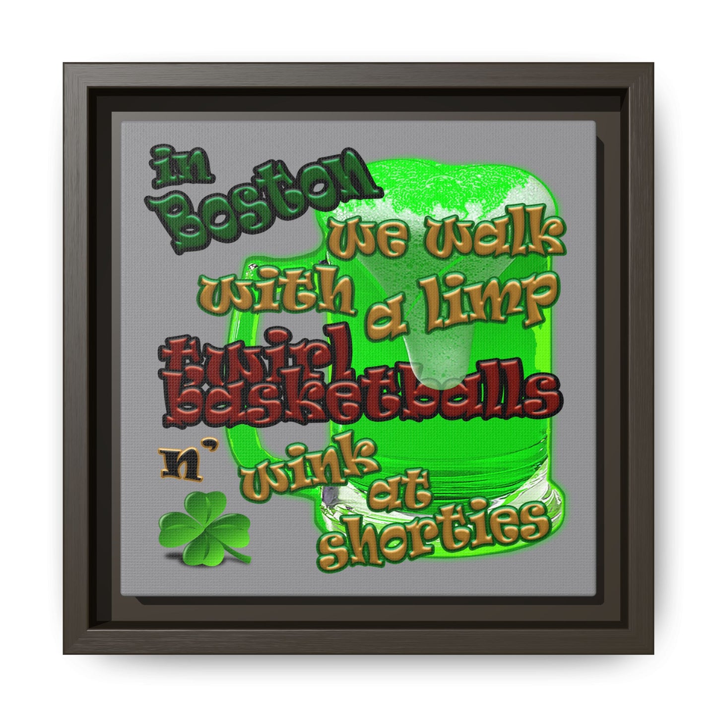celtics logo - framed canvas art (grey)