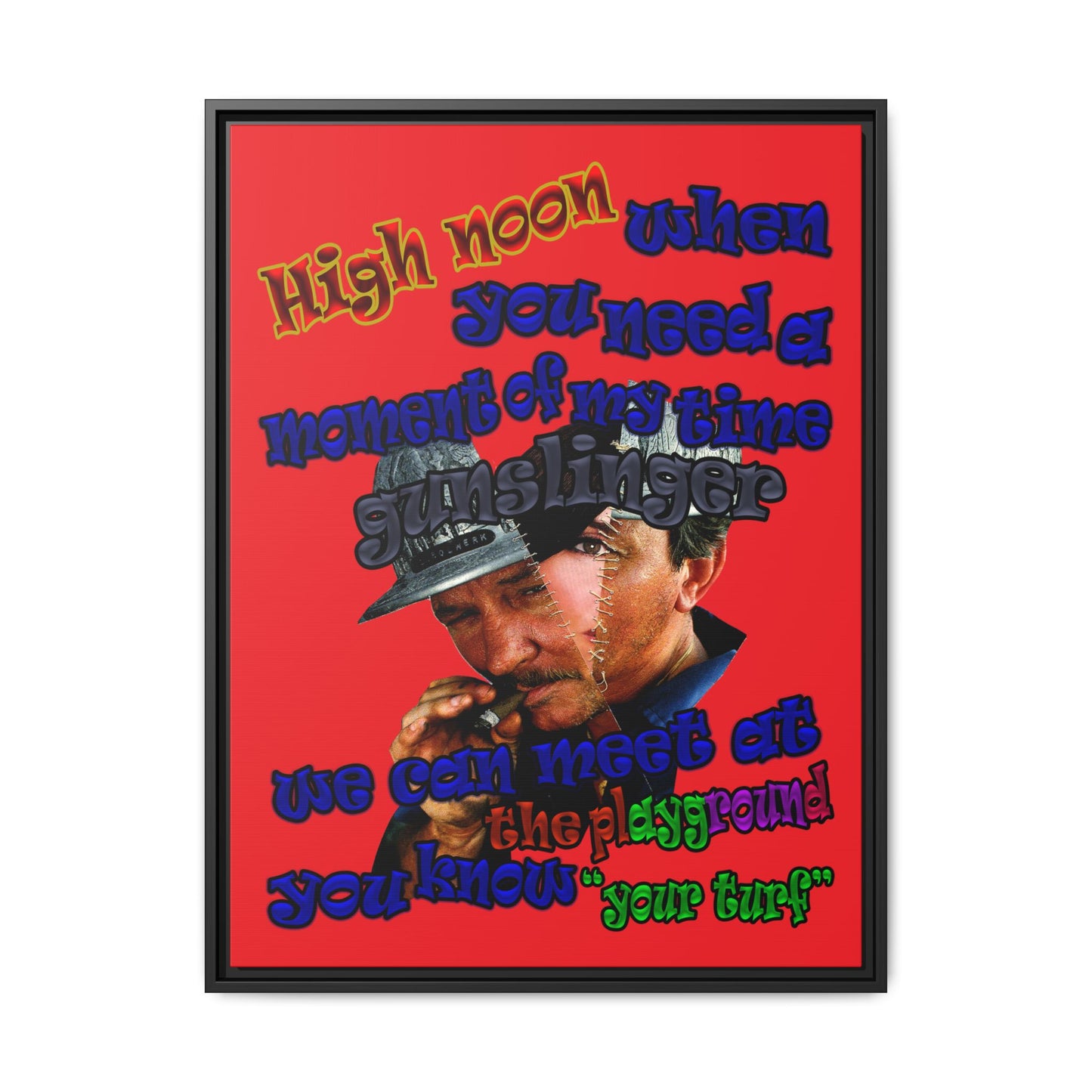 high noon - framed canvas art (red)