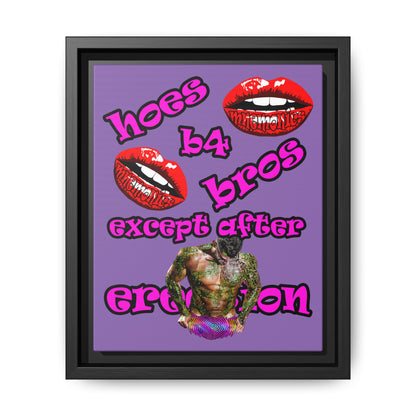 hoes b4 bros - framed canvas art (light purple)