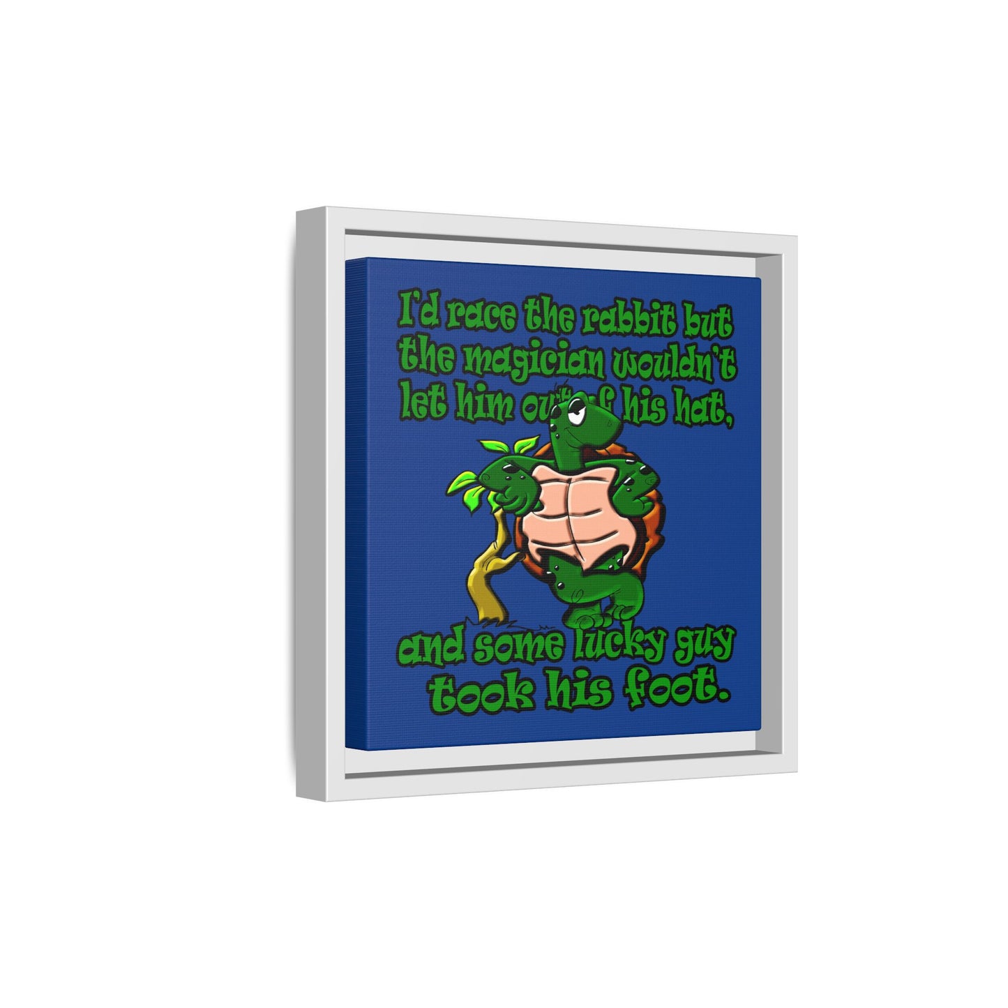 turtle race - framed canvas art (dark blue)