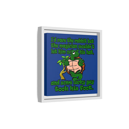 turtle race - framed canvas art (dark blue)