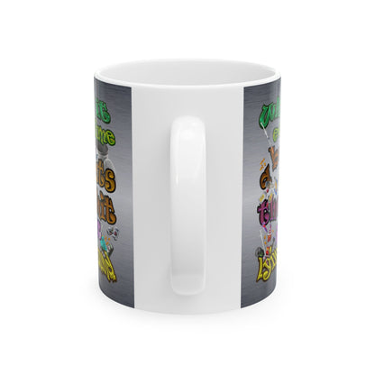 the bum's shit - White Mug (brushed nickel)