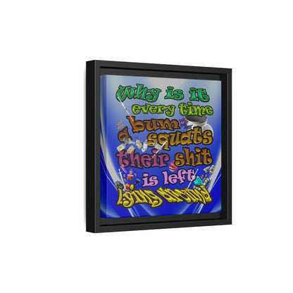 the bum's shit - framed canvas art (blue-white wave)
