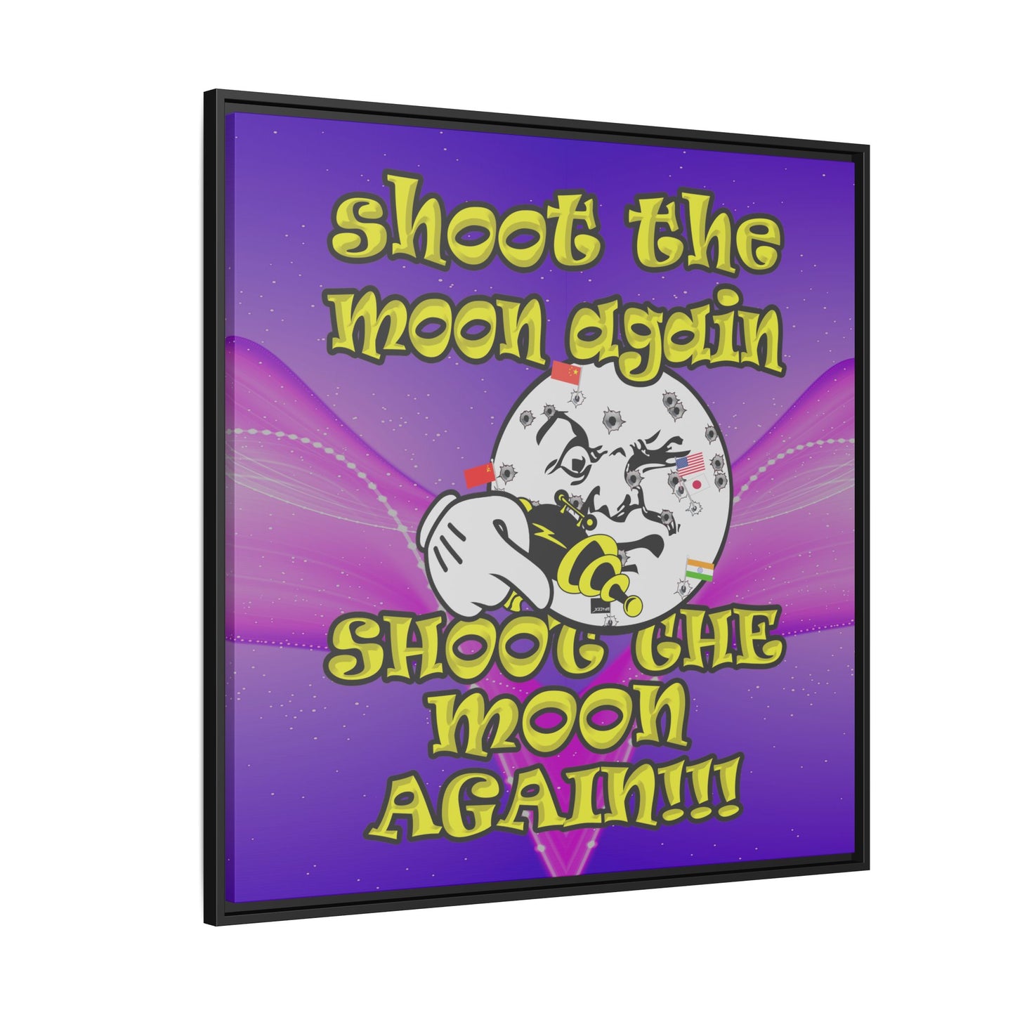shoot the moon again - framed canvas art (purple-pink wave)