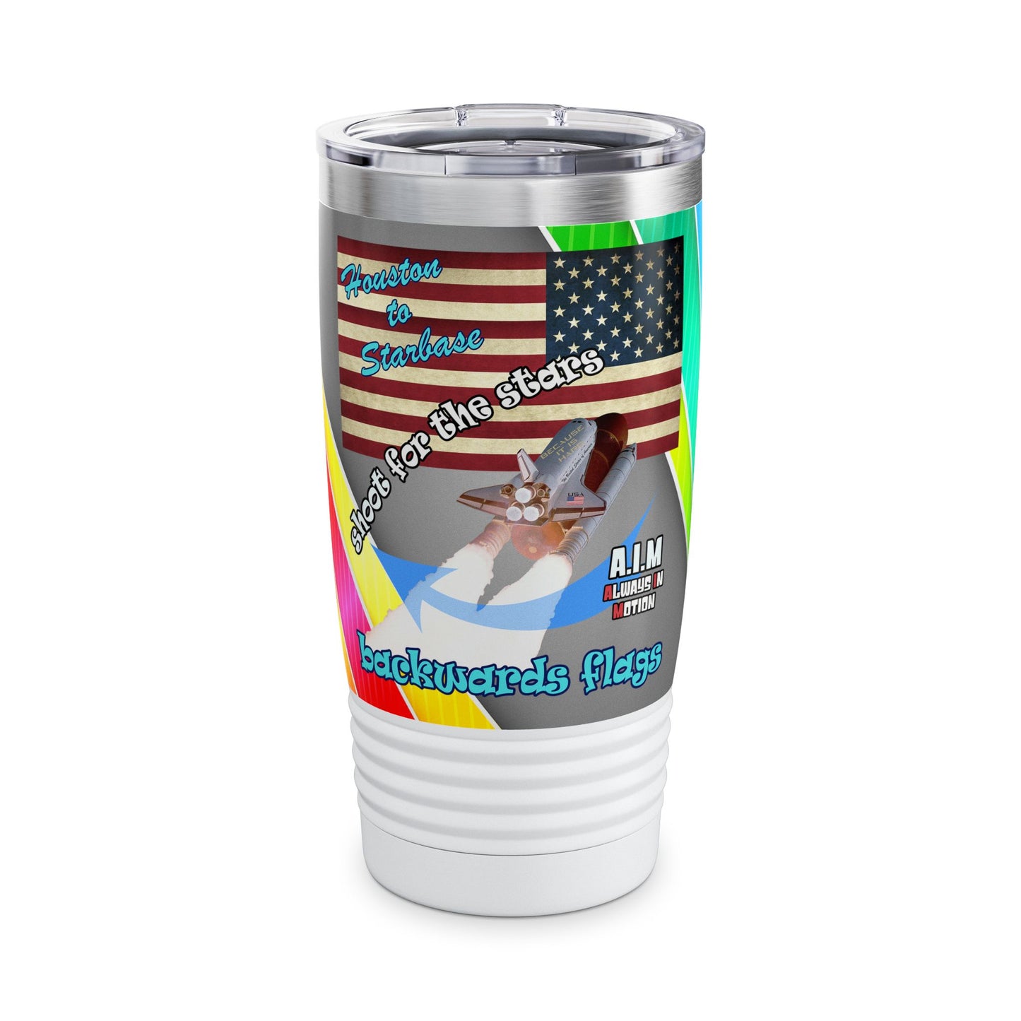 shoot for the stars - Ringneck Tumbler, 20oz (rainbow split)