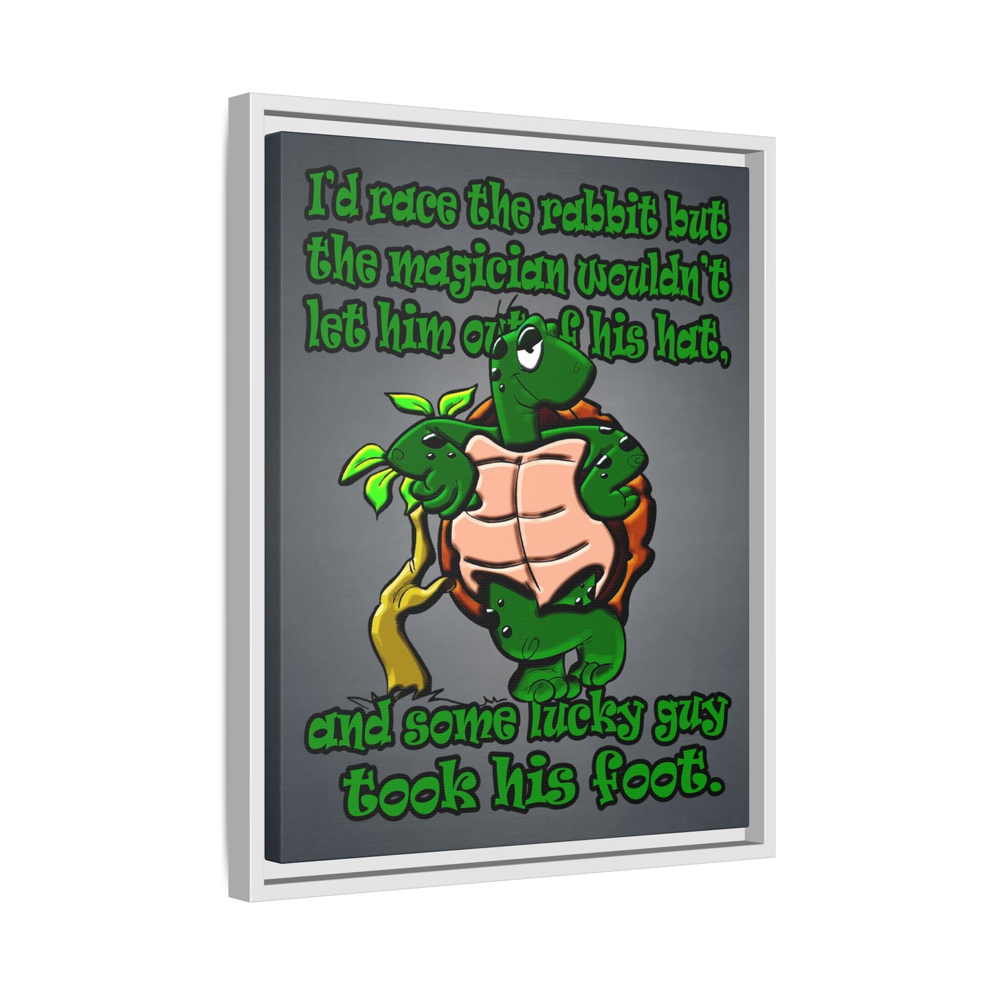 turtle race - framed canvas art (grey-light grey)