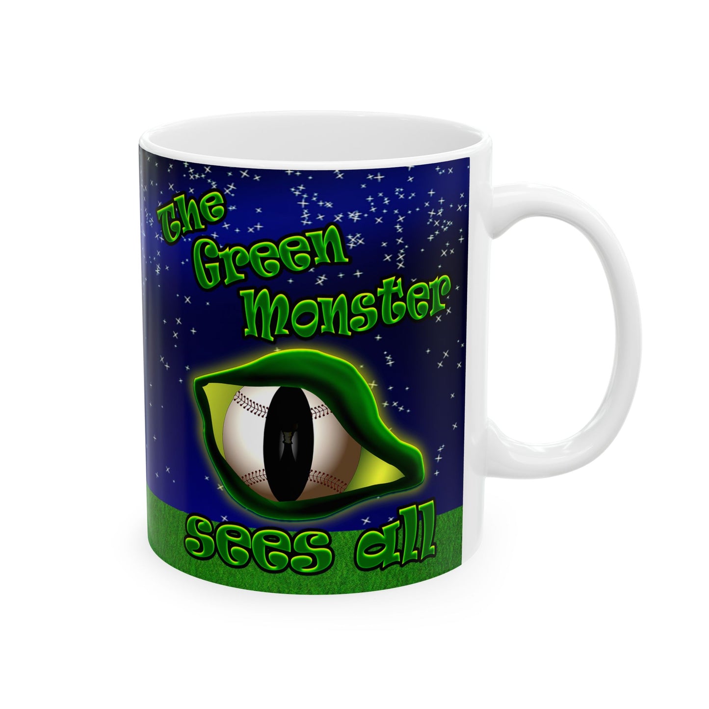 green monster - White Mug ('snoops' background)