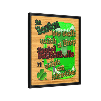celtics logo - framed canvas art (butterscotch wood finish)