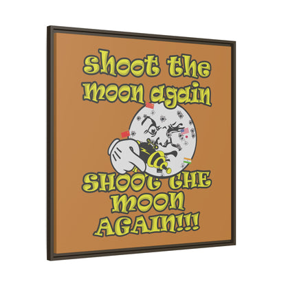 shoot the moon again - framed canvas art (light brown)