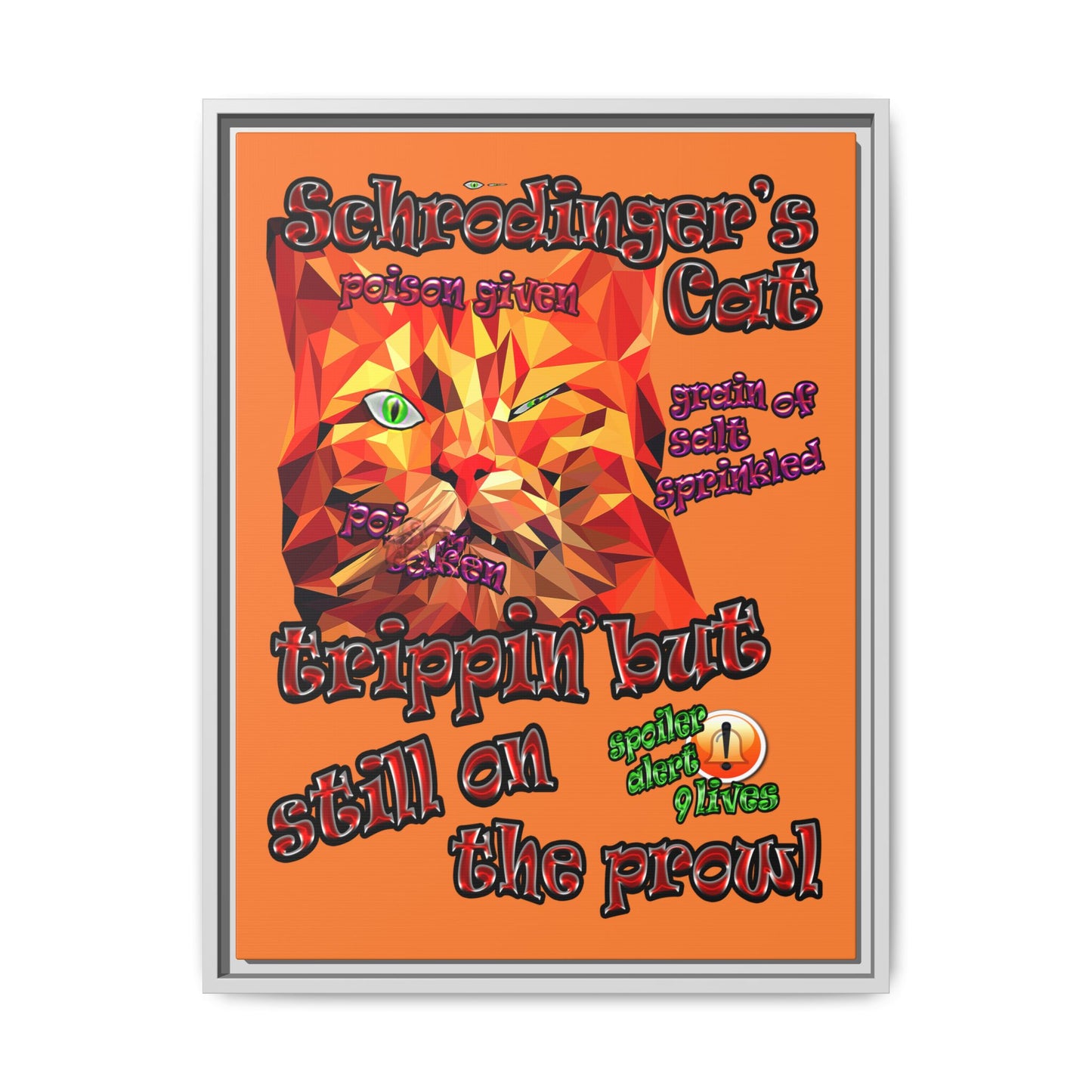 schrodinger's cat - framed canvas art (crusta)