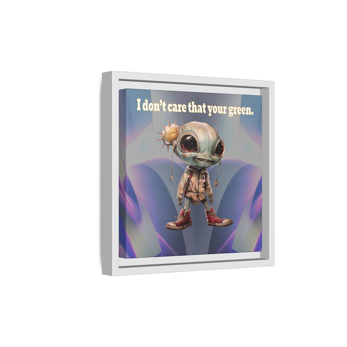 I don't care that your green - framed canvas art (grey-pink wave)