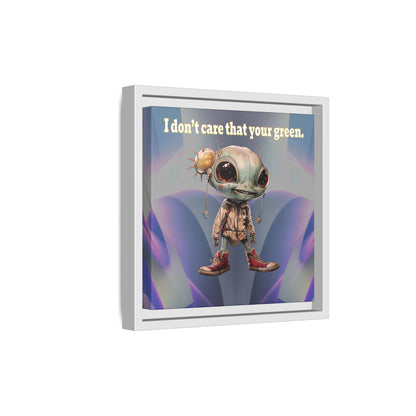 I don't care that your green - framed canvas art (grey-pink wave)