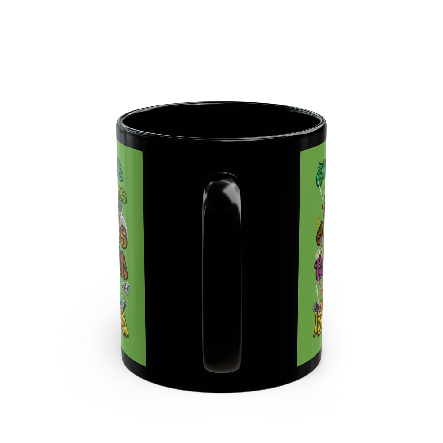 the bum's shit - Black Mug (green)