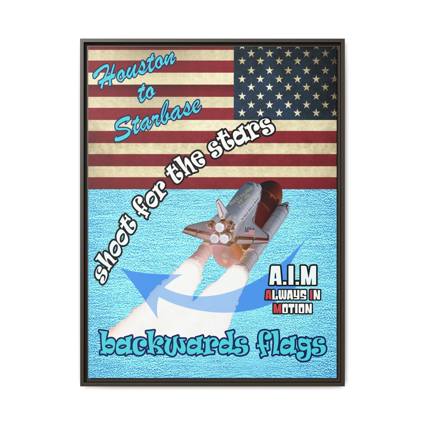 shoot for the stars - framed canvas art (faded blue)