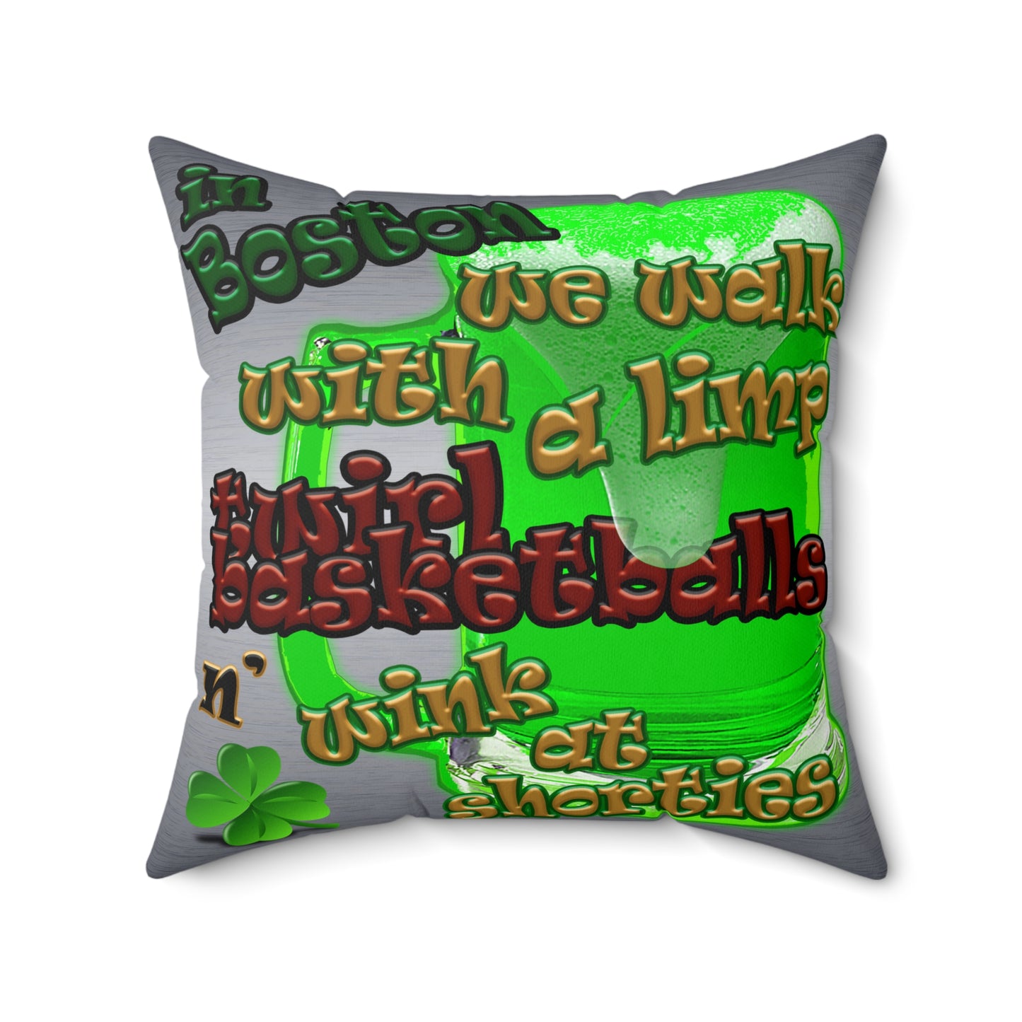 celtics logo - Spun Polyester Square Pillow - (brushed nickel)