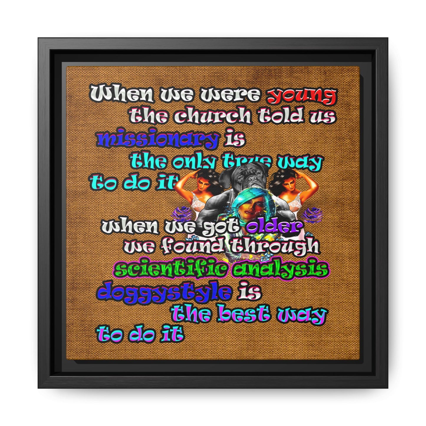 doggystyle - framed canvas art (brown papyrus)