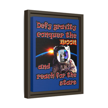 defy conquer reach - framed canvas art (dark blue)
