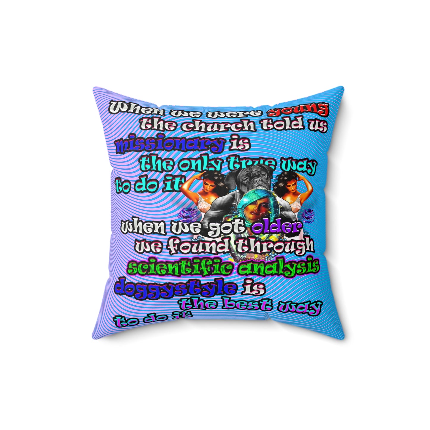 doggystyle - Spun Polyester Square Pillow - (light blue-purple wave)