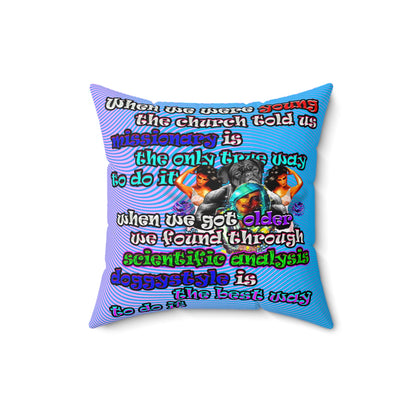 doggystyle - Spun Polyester Square Pillow - (light blue-purple wave)