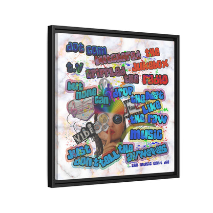drop the beat - framed canvas art (white marble)