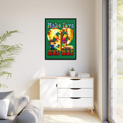 love peace - framed canvas art (dark green)