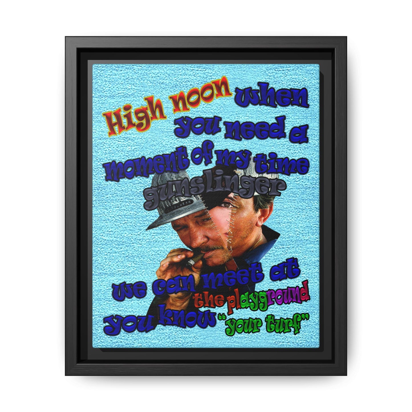 high noon - framed canvas art (faded blue)