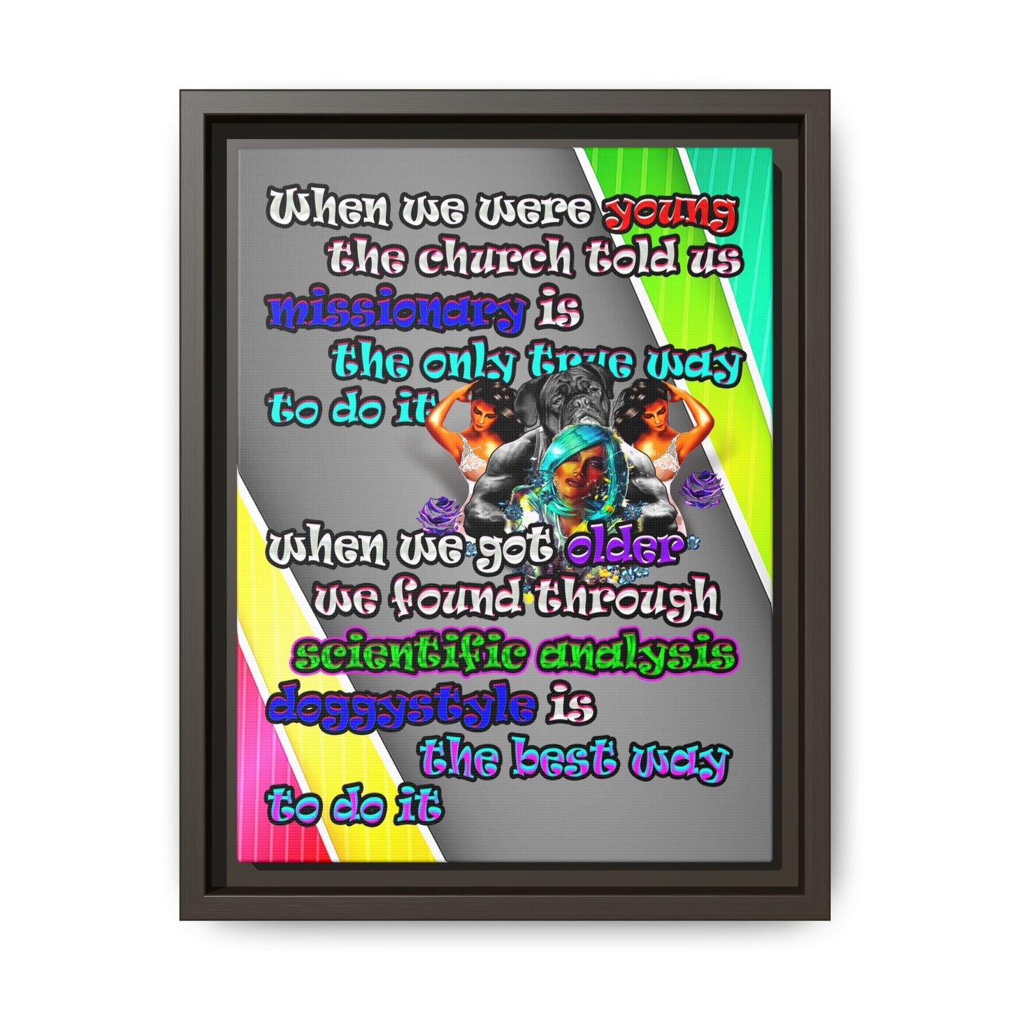 doggystyle - framed canvas art (rainbow split)