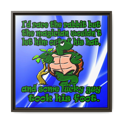turtle race - framed canvas art (blue-white wave)