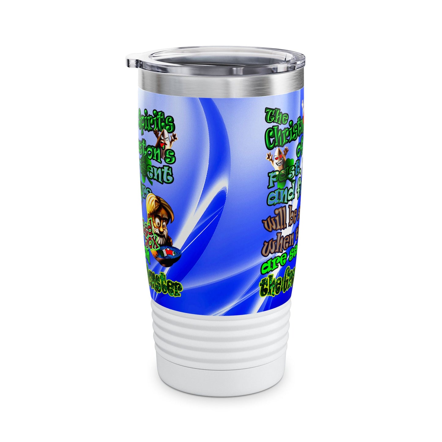 christmas spirits of boston - Ringneck Tumbler, 20oz (blue-white wave)