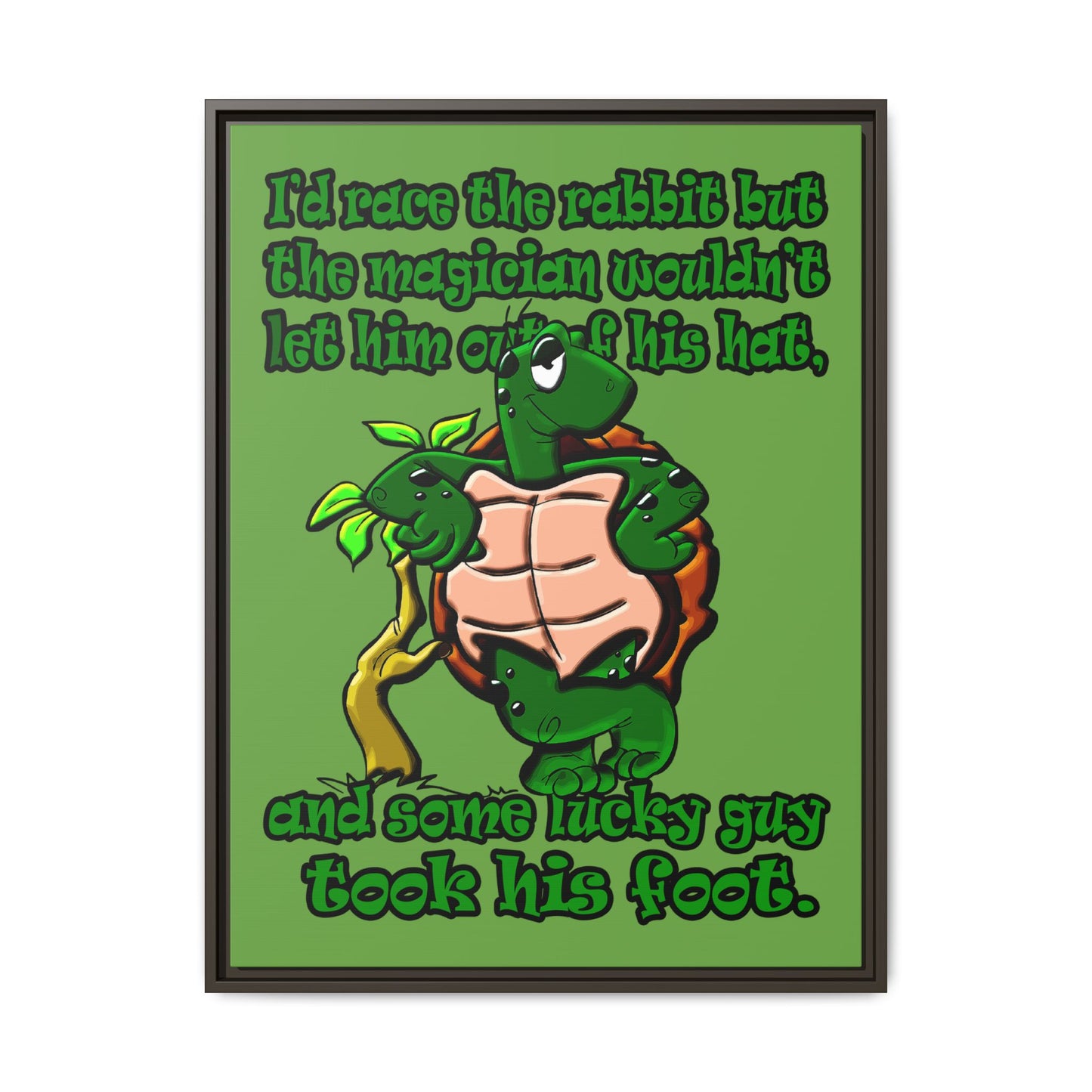 turtle race - framed canvas art (green)