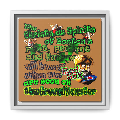 christmas spirits of boston - framed canvas art (light brown)