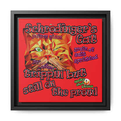 schrodinger's cat - framed canvas art (red)