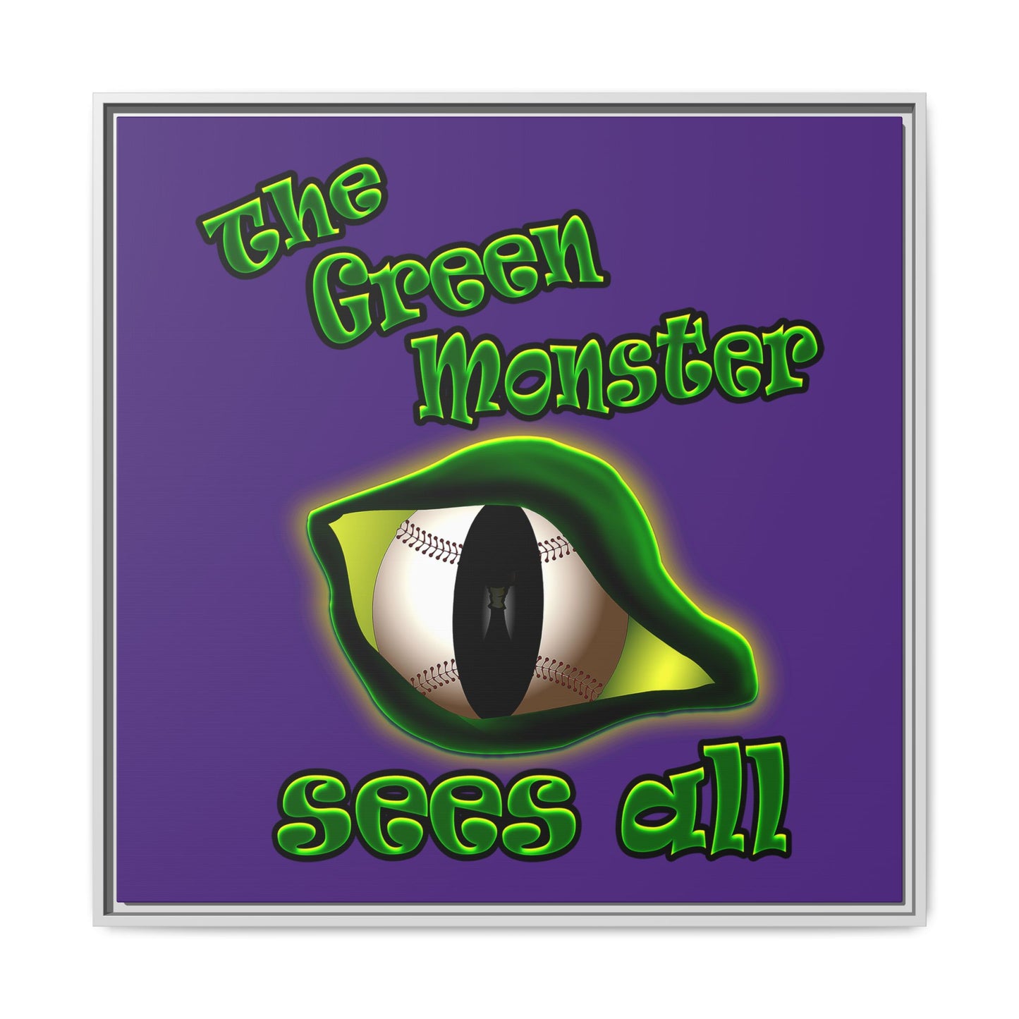 green monster - framed canvas art (purple)