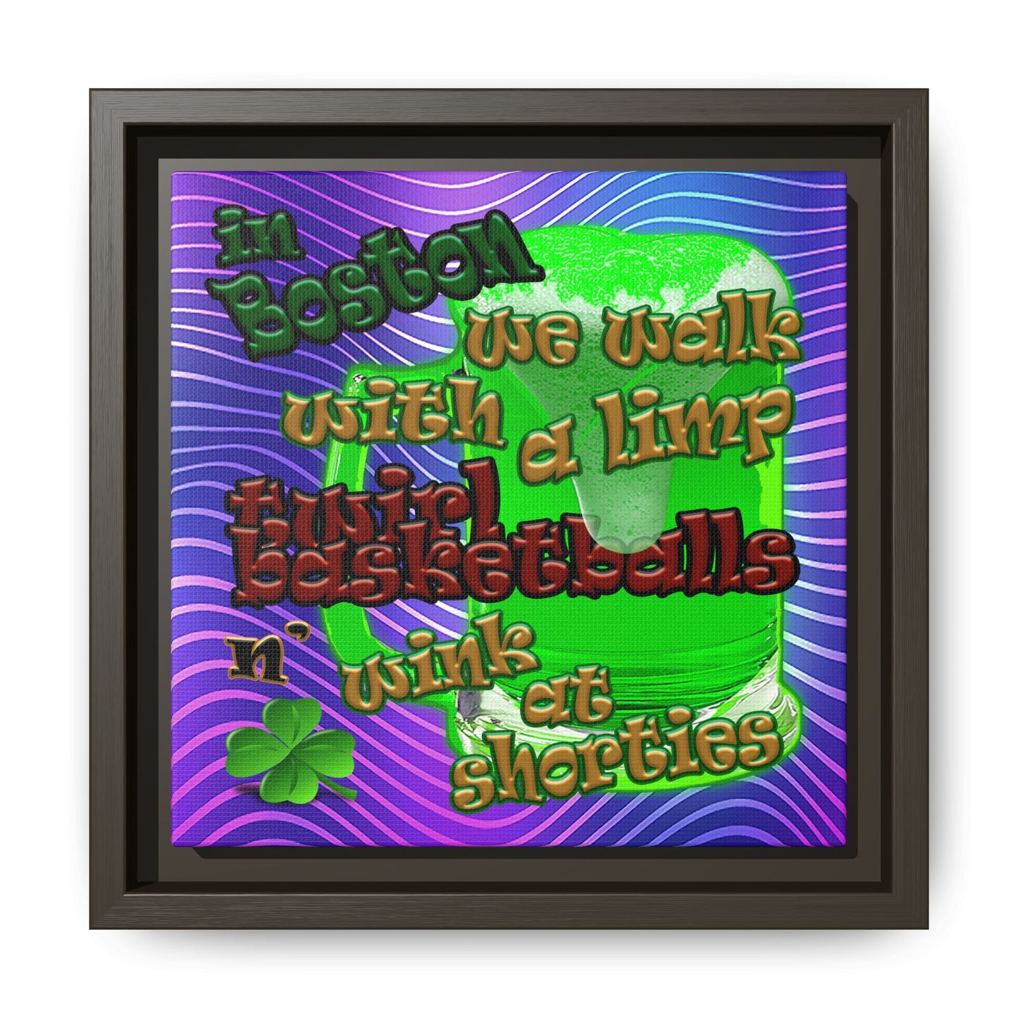 celtics logo - framed canvas art (purple wave)