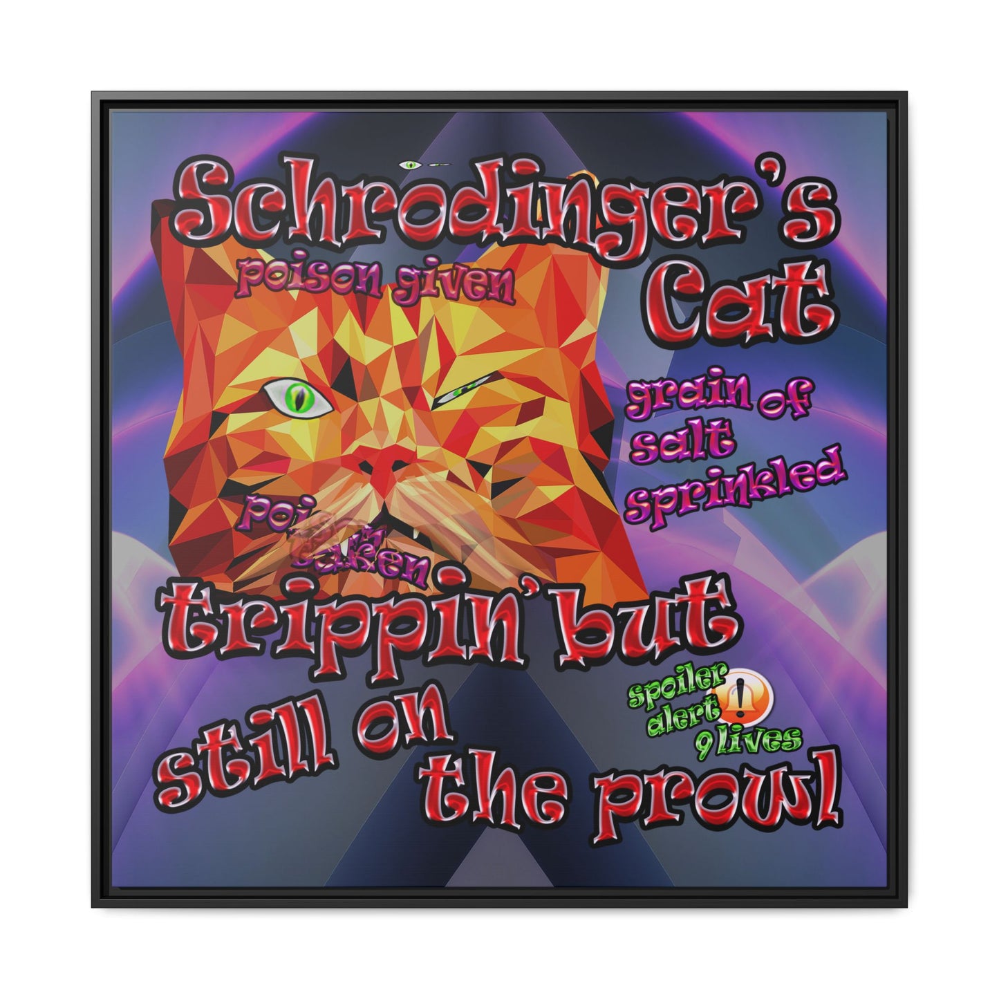 schrodinger's cat - framed canvas art (grey-pink wave)