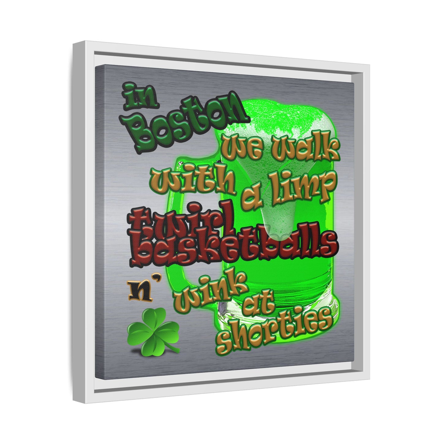 celtics logo - framed canvas art (brushed nickel)