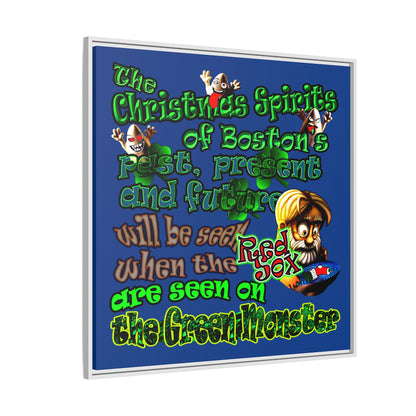 christmas spirits of boston - framed canvas art (dark blue)