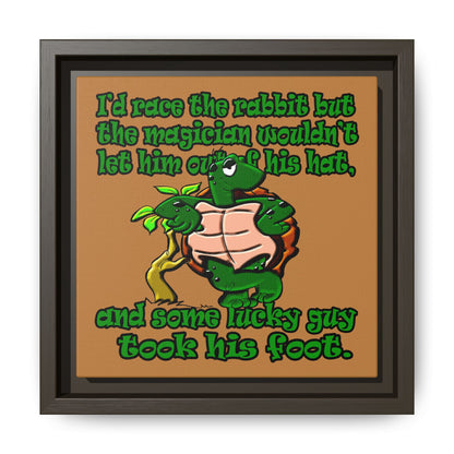 turtle race - framed canvas art (light brown)