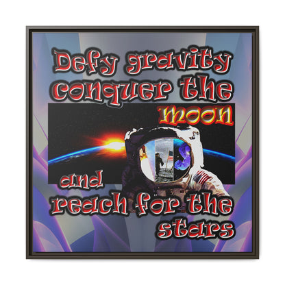 defy conquer reach - framed canvas art (grey-pink wave)