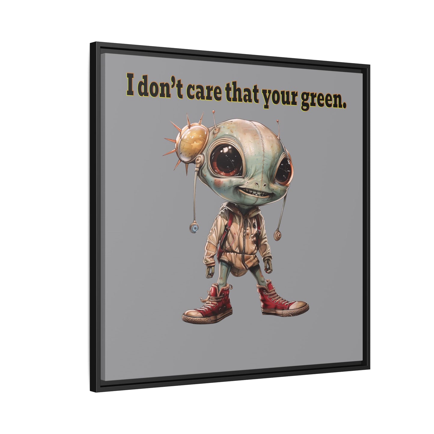 I don't care that your green - framed canvas art (grey)