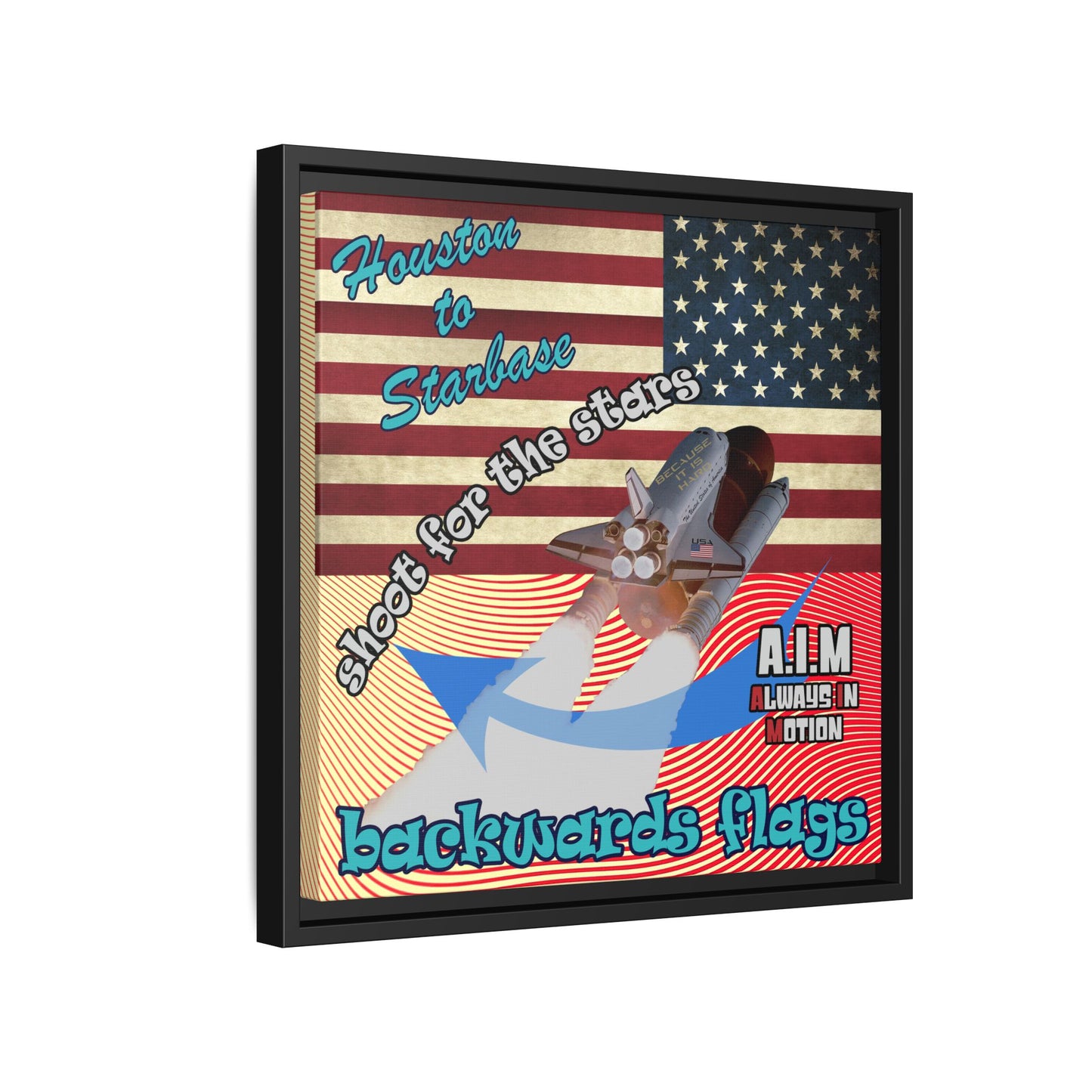 shoot for the stars - framed canvas art (yellow-orange wave)