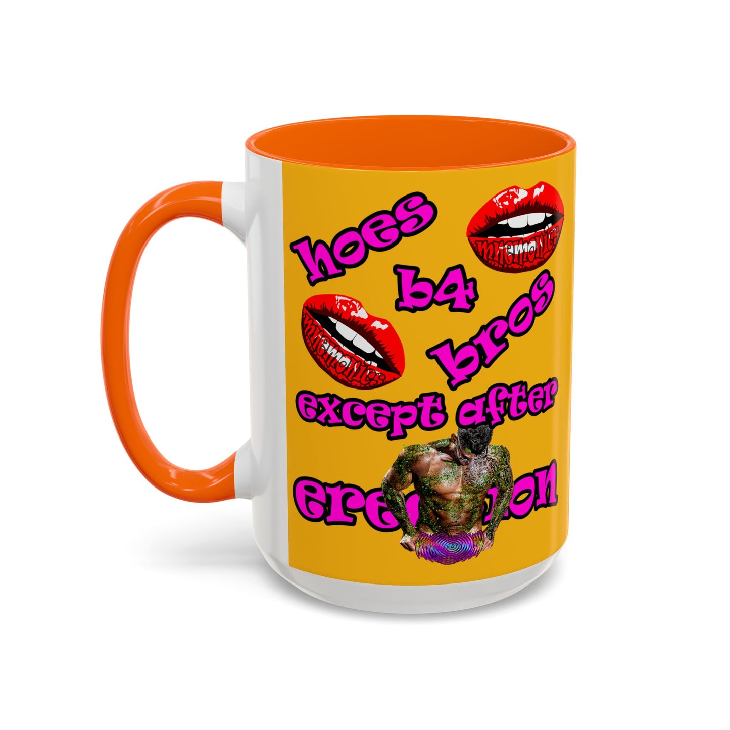 hoes b4 bros - Accent Mug (yellow)